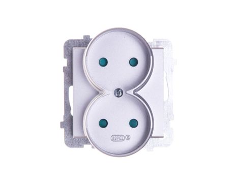 SONATA Gniazdo podwójne b/u z przesłonami srebro mat GP-2RRP/m/38