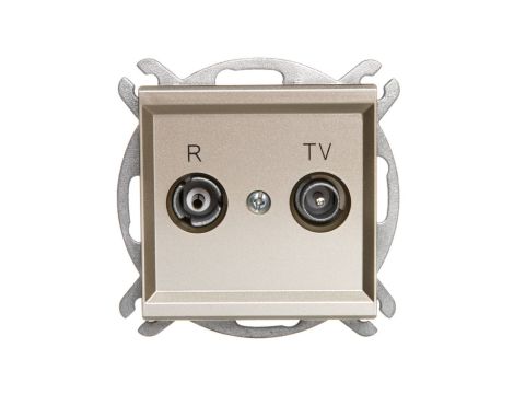 SONATA Gniazdo antenowe RTV przelotowe 10dB szampański złoty GPA-10RP/m/39