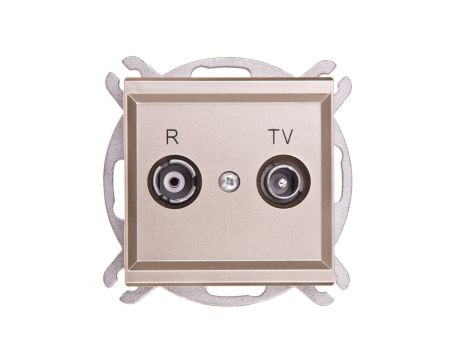 SONATA Gniazdo antenowe RTV zakończeniowe 10dB szampański złoty GPA-10RPZ/m/39