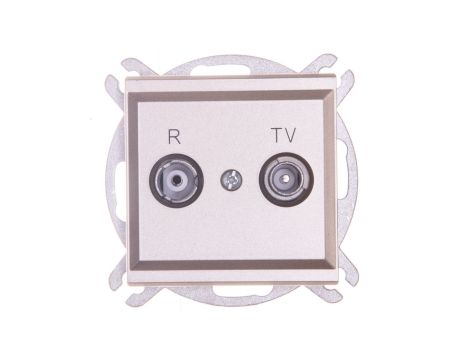 SONATA Gniazdo antenowe RTV przelotowe 14dB szampański złoty GPA-14RP/m/39