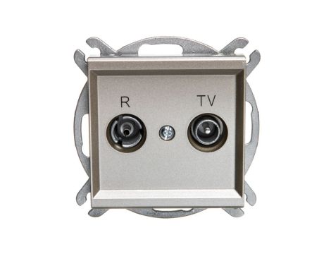 SONATA Gniazdo antenowe RTV przelotowe 16dB szampański złoty GPA-16RP/m/39