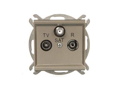 SONATA Gniazdo antenowe RTV-SAT przelotowe szampański złoty GPA-RSP/m/39