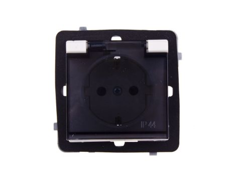 SONATA Gniazdo bryzgoszczelne z/u Schuko IP44 klapka przezroczysta ecru GPH-1RS/m/27/d