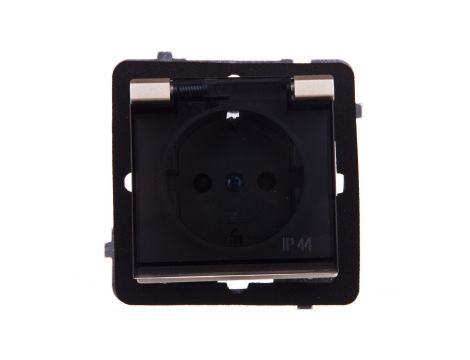 SONATA Gniazdo bryzgoszczelne z/u Schuko IP44 klapka przezroczysta szampański złoty GPH-1RS/m/39/d