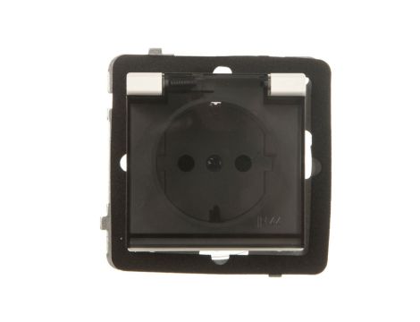 SONATA Gniazdo bryzgoszczelne z/u Schuko IP44 z przesłonami klapka przezroczysta ecru GPH-1RSP/m/27/d