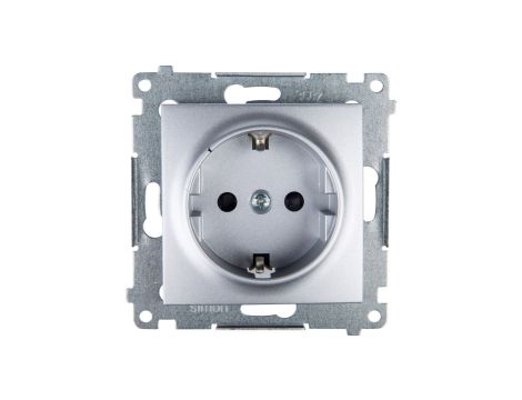Simon 54 Gniazdo pojedyncze SHUKO 16A IP20 z przesłoną torów srebrny mat DGSz1Z.01/43