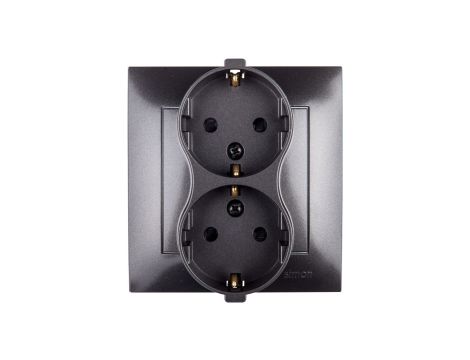 Simon 54 Gniazdo podwójne SCHUKO z/u 16A IP20 z przesłoną torów antracyt DGSz2Z/48