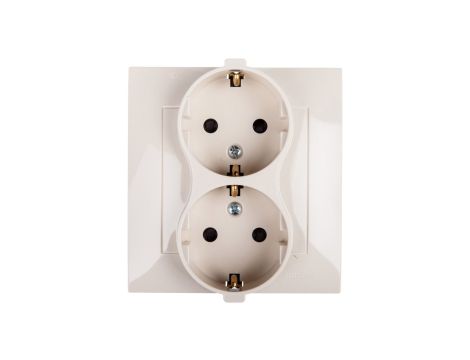 Simon 54 Gniazdo podwójne SCHUKO z/u 16A IP20 z przesłoną torów kremowe DGSz2Z/41