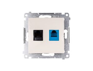 Simon 54 Gniazdo teleinformatyczne RJ45 kat.5e + RJ12 kremowe D5T.01/41