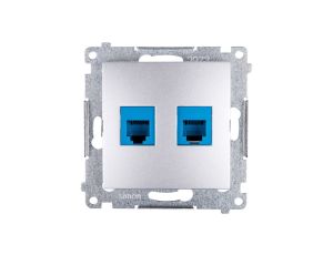 Simon 54 Gniazdo telefoniczne podwójne 2xRJ12 srebrny mat DT2.01/43
