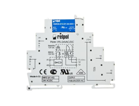 Przekaźnik interfejsowy 1P 6A 24V AC/DC AgSnO2 PIR6W-1PS-24VAC/DC-C SZARE 857201