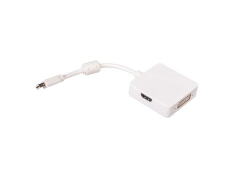 Kabel adapter miniDisplayPort 1.1a Typ miniDP/DP+HDMI+DVI-D, M/Ż biały 0,2m