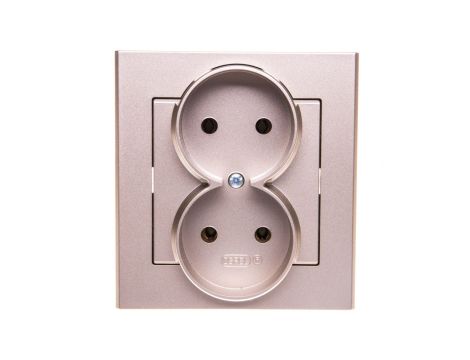 SONATA Gniazdo podwójne b/u szampański złoty GP-2R/39