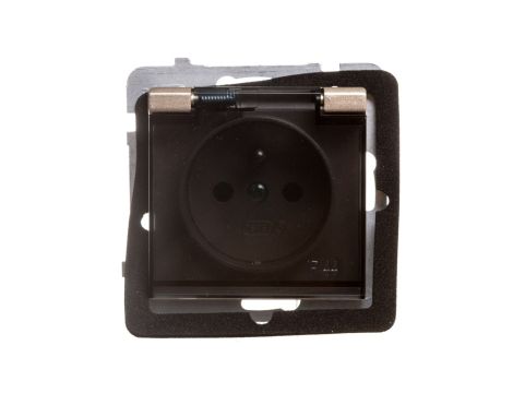 SONATA Gniazdo bryzgoszczelne z/u IP44 klapka przezroczysta szampański złoty GPH-1RZ/m/39/d