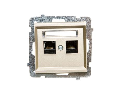 SONATA Gniazdo komputerowe podwójne 2xRJ45 kat.5e szampański złoty KRONE GPK-2R/K/m/39
