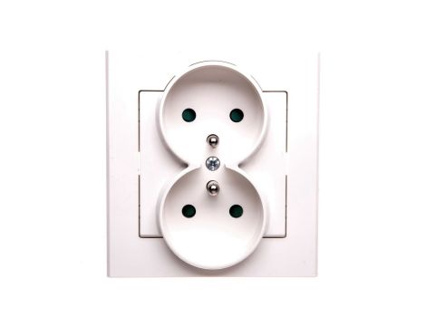 SONATA Gniazdo podwójne z/u z przesłonami ecru GP-2RZP/27