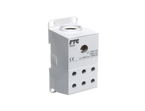 Blok rozdzielczy AL/CU 1-potencjałowy 175A we 1x95-240mm2 wy 1x10-50mm szary AUX38503