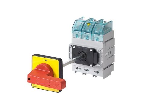 Rozłącznik główny/awaryjny 3P 160A 75kW AC23A 400V montaż na płycie z wałkiem pokrętło piórkowe 4 otwory 3LD2318-0TK13