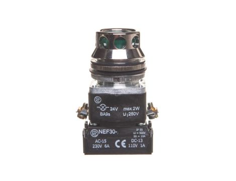 Przycisk sterowniczy 30mm zielony z samopowrotem z podświetleniem 2Z 24V W0-NEF30-KL 2X Z
