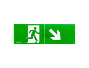 Piktogram PM23 100x300 człowiek w drzwiach obrotowa strzałka logo awex (ISO7010)