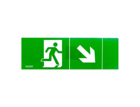 Piktogram PM23 100x300 człowiek w drzwiach obrotowa strzałka logo awex (ISO7010)