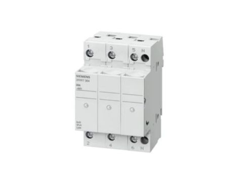 Podstawa bezpiecznikowa do wkł. cylindrycznych 10x38mm 32A 3P z diodą sygnalizacyjną 3NW7034