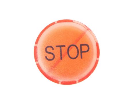 Soczewka przycisku 22mm płaska z opisem STOP M22-XDL-R-GB0 218326