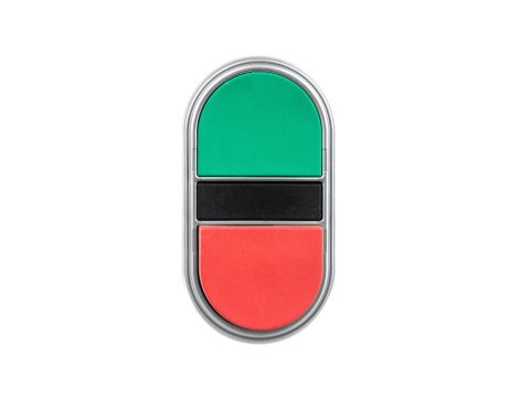 Napęd przycisku podwójny zielony/czerwony z samopowrotem wystający/płaski LPCB7213