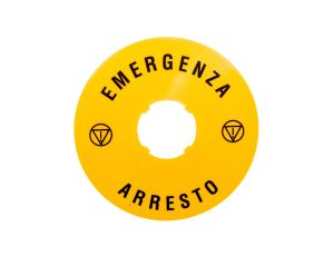 Szyld opisowy fi 90mm EMERGENZA/ARRESTO LPXAU112