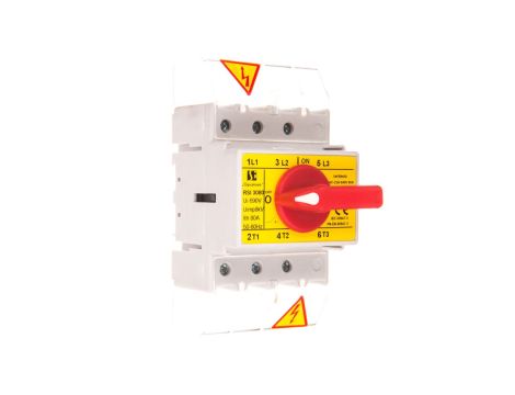 Rozłącznik izolacyjny 3P 80A z pokrętłem na rozłączniku czerwonym RSI-3080W03