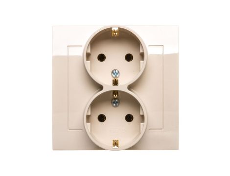 KIER Gniazdo podwójne b/u Schuko beżowe GP-2WS/01