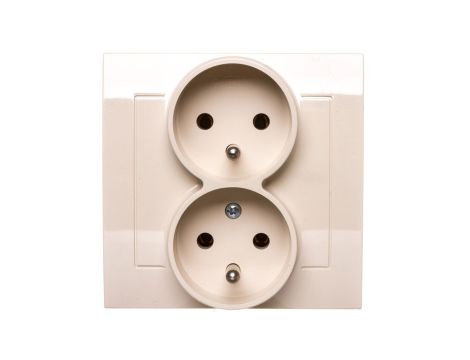 KIER Gniazdo podwójne z/u z niezamiennością faz beżowe GP-2WC/01