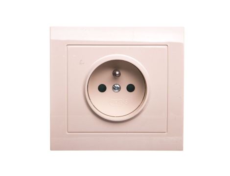 KIER Gniazdo pojedyncze z/u z przesłonami beżowe GP-1WZP/01