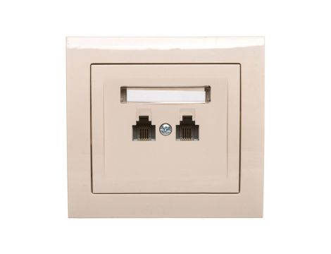 KIER Gniazdo telefoniczne podwójne RJ11 równoległe beżowe GPT-2WR/01