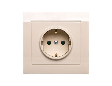 KIER Gniazdo pojedyncze z/u Schuko z przesłonami beżowe GP-1WSP/01