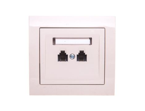 KIER Gniazdo telefoniczne podwójne RJ11 niezależne beżowe GPT-2WN/01