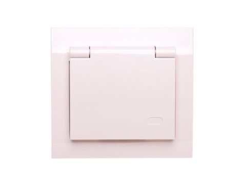 KIER Gniazdo bryzgoszczelne z/u IP44 z przesłonami klapka beżowa GPH-1WZP/01/w