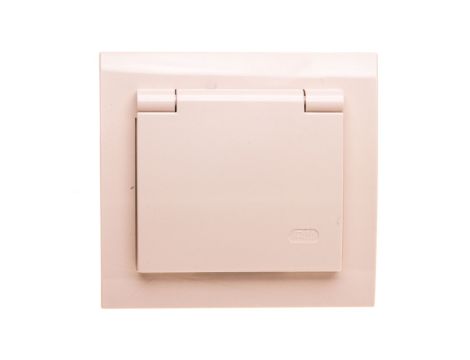 KIER Gniazdo bryzgoszczelne z/u IP44 klapka beżowe GPH-1WZ/01/w