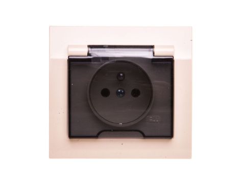 KIER Gniazdo bryzgoszczelne z/u IP44 klapka przezroczysta beżowe GPH-1WZ/01/d