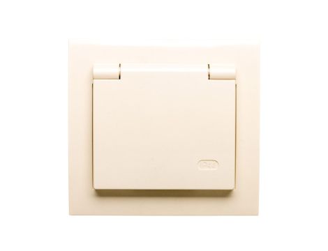 KIER Gniazdo bryzgoszczelne z/u Schuko IP44 z przesłonami klapka beżowa GPH-1WSP/01/w