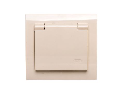 KIER Gniazdo bryzgoszczelne z/u Schuko IP44 klapka beżowa GPH-1WS/01/w