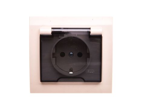 KIER Gniazdo bryzgoszczelne z/u Schuko IP44 z przesłonami klapka przezroczysta beżowe GPH-1WSP/01/d