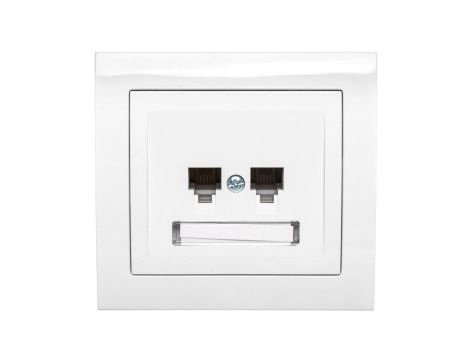 KIER Gniazdo telefoniczne podwójne RJ11 równoległe białe GPT-2WR/00