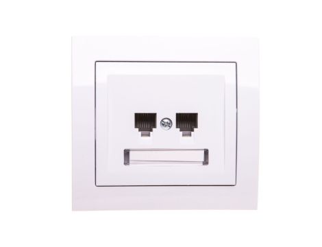 KIER Gniazdo telefoniczne podwójne RJ11 niezależne białe GPT-2WN/00