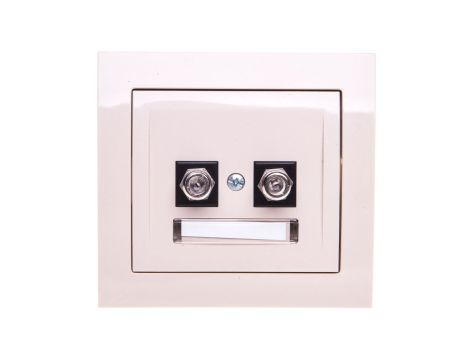 KIER Gniazdo antenowe podwójne typu F beżowe GPA-2WF/01