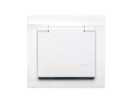 KIER Gniazdo bryzgoszczelne z/u IP44 z przesłonami klapka biała GPH-1WZP/00/w