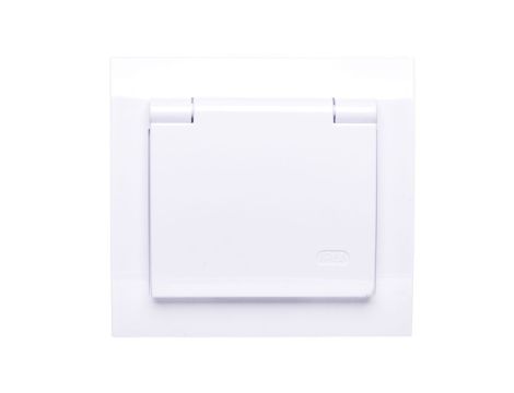 KIER Gniazdo bryzgoszczelne z/u Schuko IP44 z przesłonami klapka biała GPH-1WSP/00/w