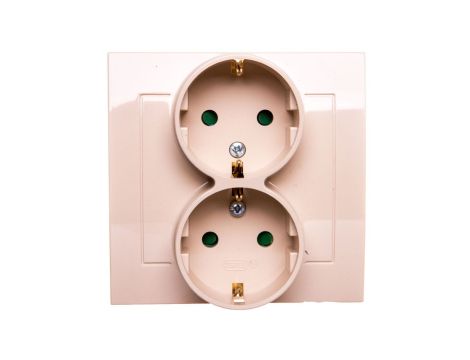 KIER Gniazdo podwójne b/u Schuko z przesłonami beżowe GP-2WSP/01