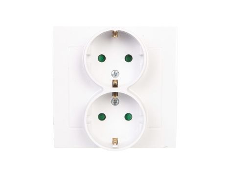 KIER Gniazdo podwójne b/u Schuko z przesłonami białe GP-2WSP/00