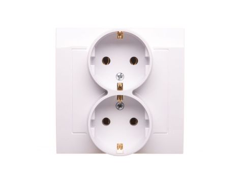 KIER Gniazdo podwójne b/u Schuko białe GP-2WS/00
